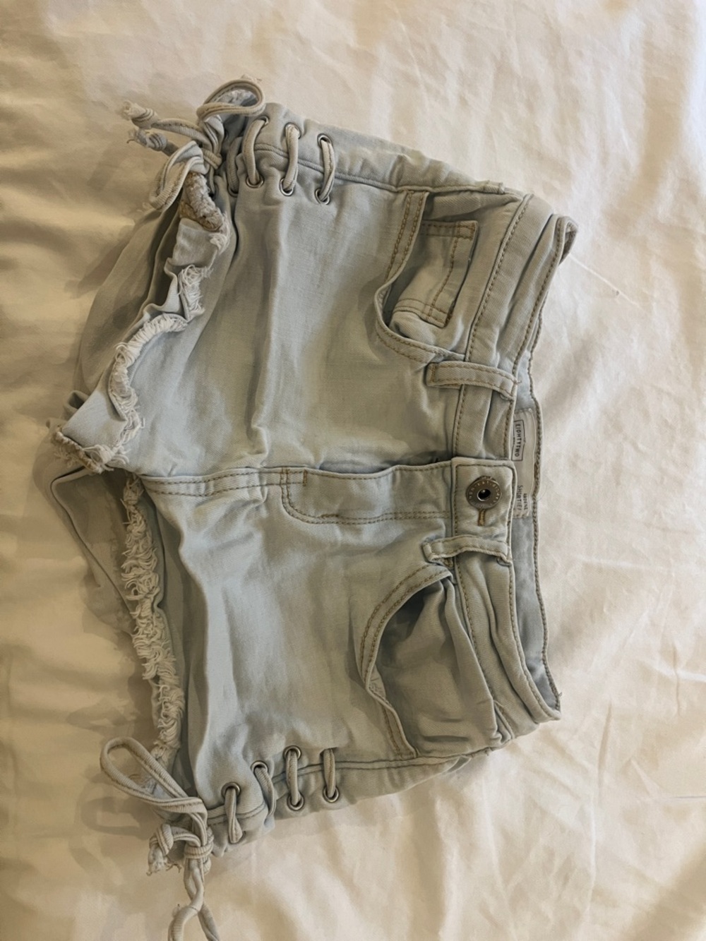 Ardene Light Gray Lace-Up Denim Shorts